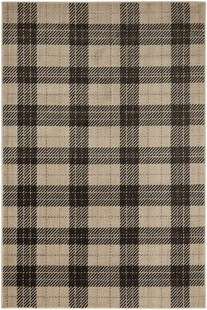 Kendrick - 5' x 7' Plaid Area Rug - Charcoal / Light Brown