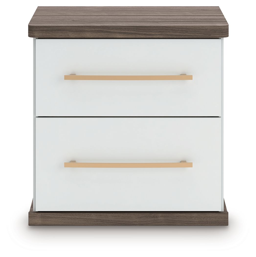 Mazilar - Two Drawer Night Stand - Brown / White