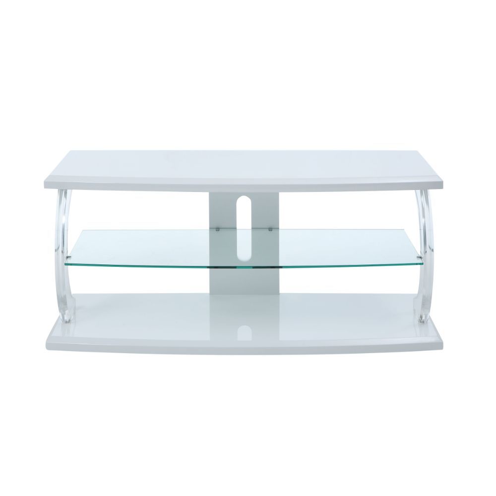 Aileen - TV Stand - White & Clear Glass