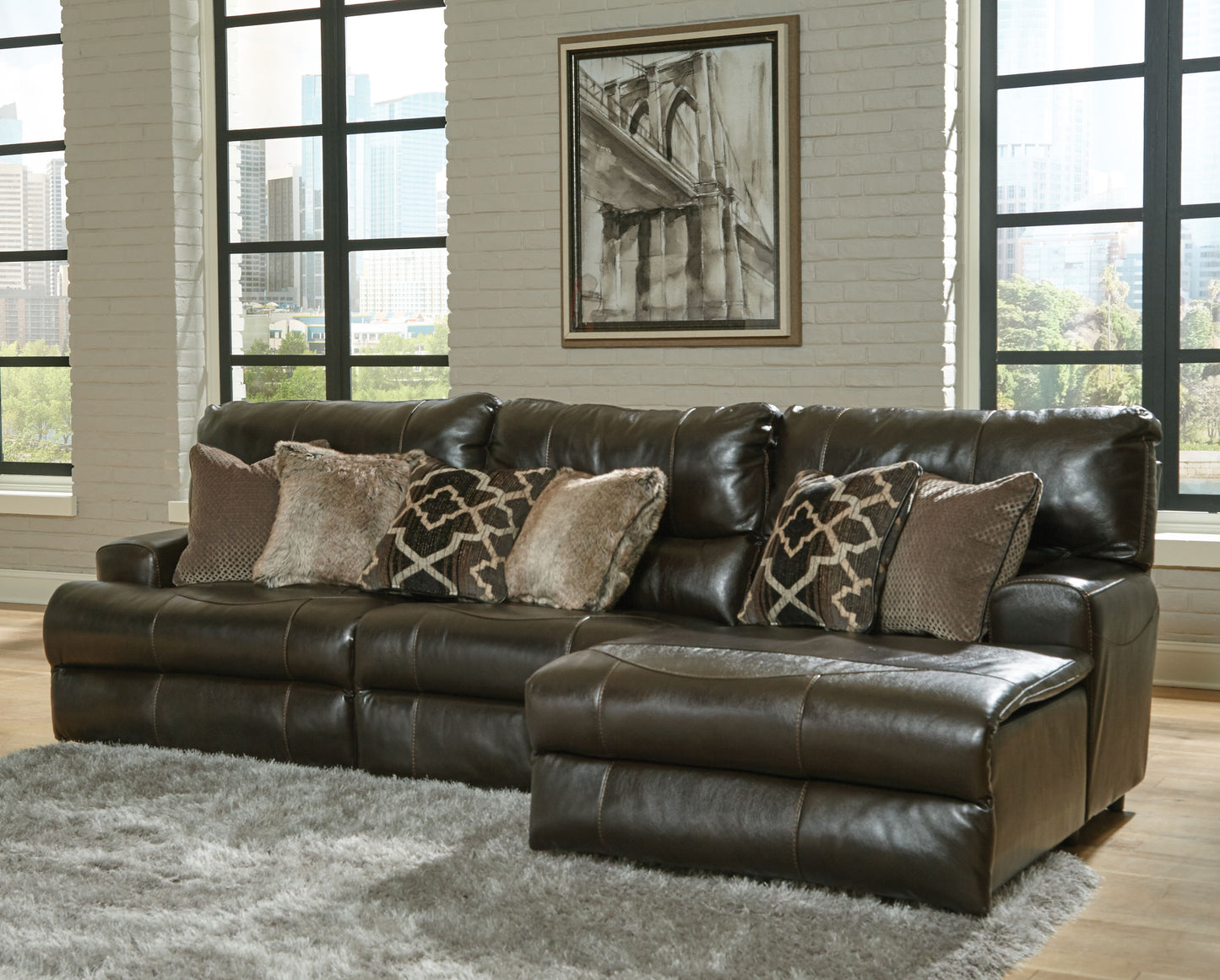 Como - 3 Piece Italian Leather Match Reclining Sofa