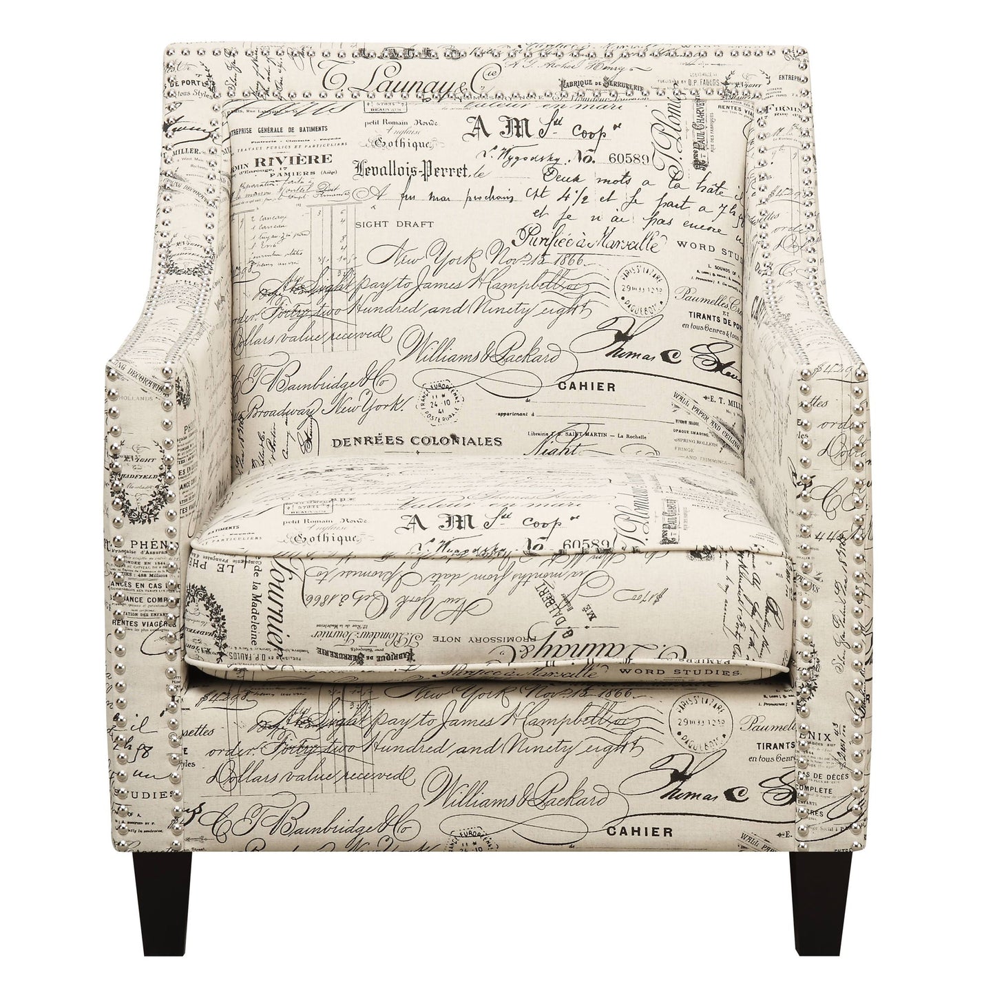 Erica - Chair & Ottoman - Beige / French Script