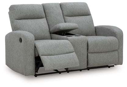 Moreau Place - Double Recline Loveseat With Console - Sterling