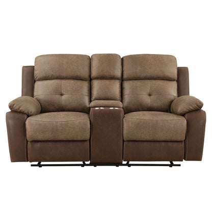 Glendale - Double Glider Reclining Loveseat With Center Console - Brown