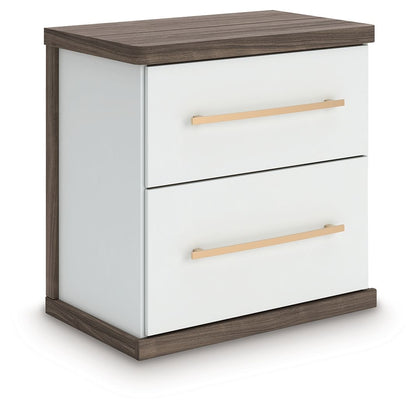 Mazilar - Two Drawer Night Stand - Brown / White