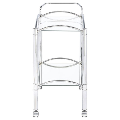 Shadix - 2-Tier Rectangular Glass Shelf Metal Bar Cart - Chrome