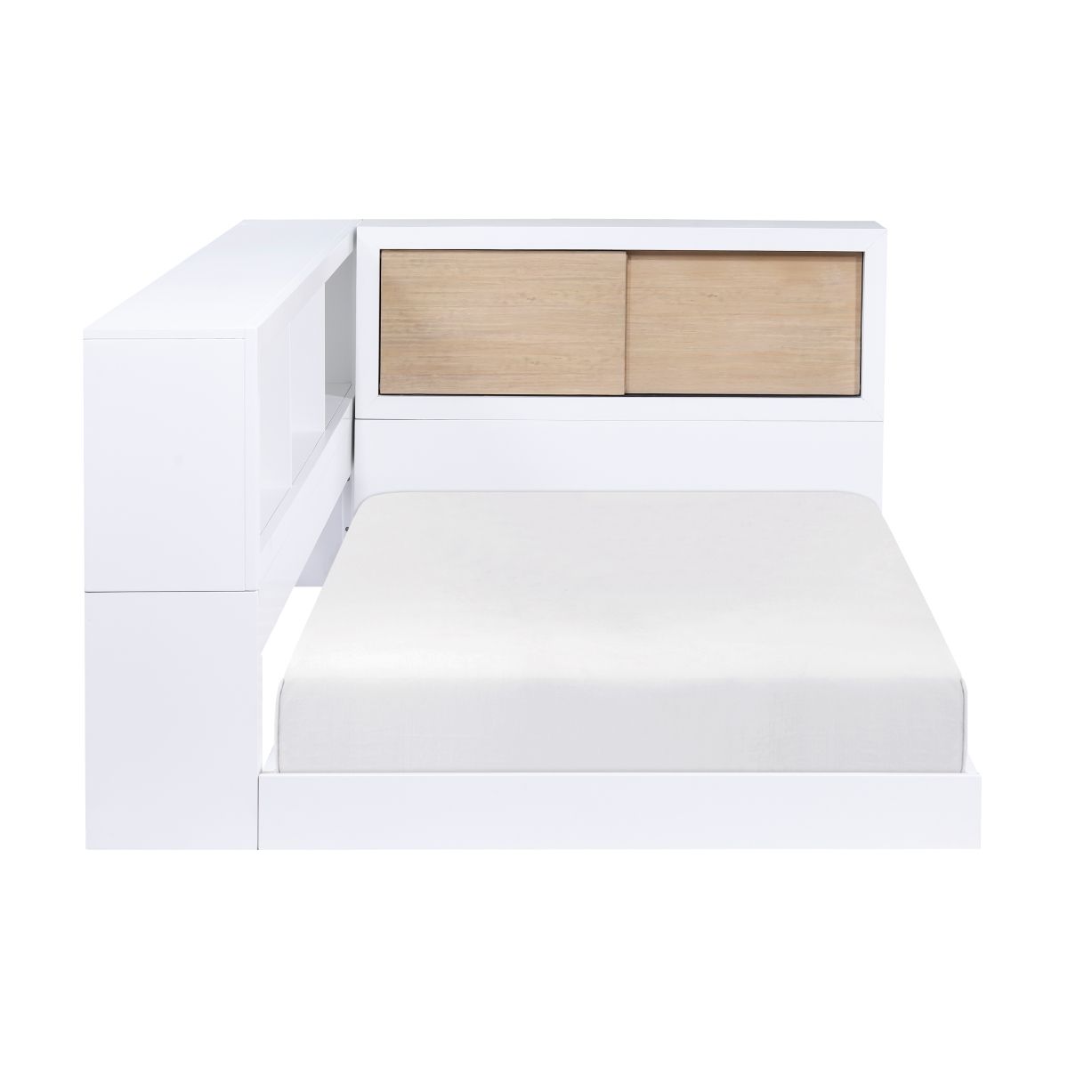 Asker - Twin Bookcase Corner Bed - White