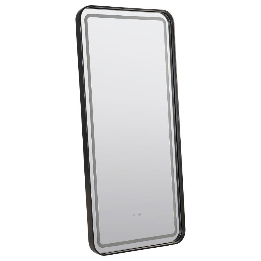 Glendora - Led Standing Mirror With Bluetooth Speaker - Black