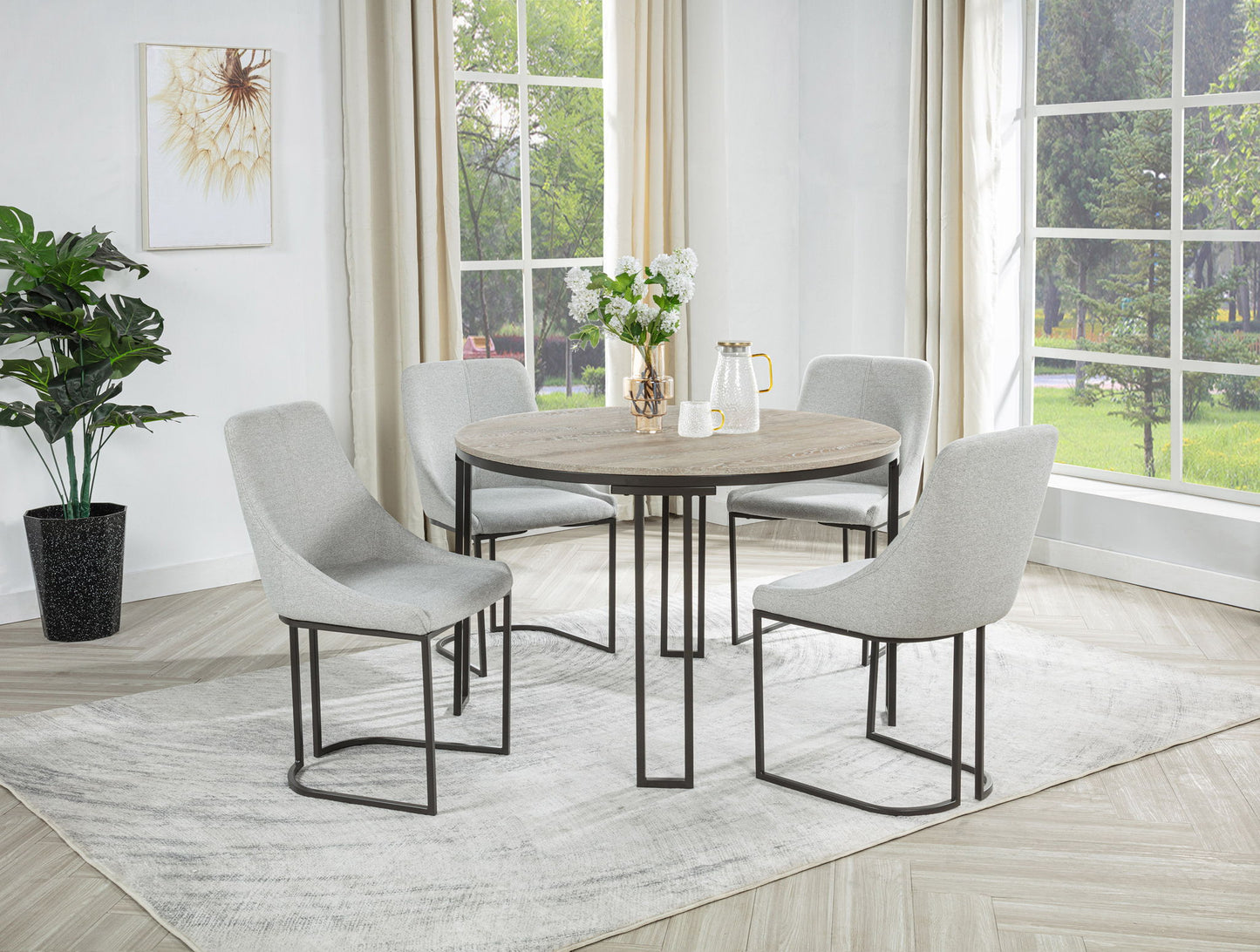 Verano - 5 Piece Dining Room Set - Natural / Black