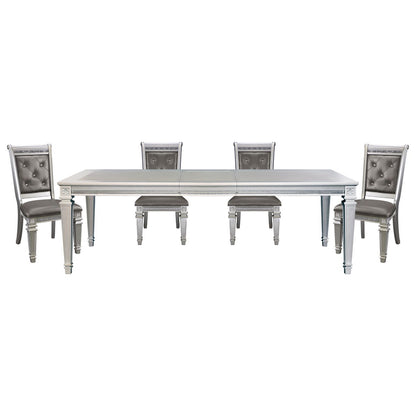 Bevelle - 5 Piece Dining Room Set (Table & 4 Side Chairs) - Pearl Silver / Gray
