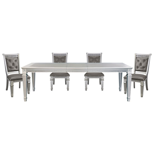 Bevelle - 5 Piece Dining Room Set (Table & 4 Side Chairs) - Pearl Silver / Gray
