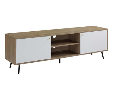 Wafiya - TV Stand - Rustic Oak, White & Black Finish