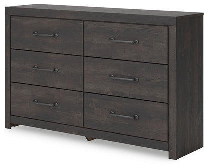 Delmorta - Six Drawer Dresser - Dark Gray