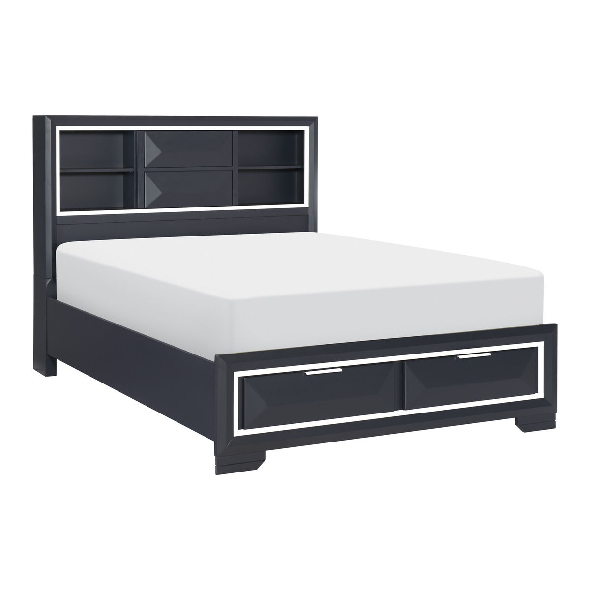 Rosemont - 4 Piece Set (Queen Bed, Nightstand, Dresser, Mirror) - Blue