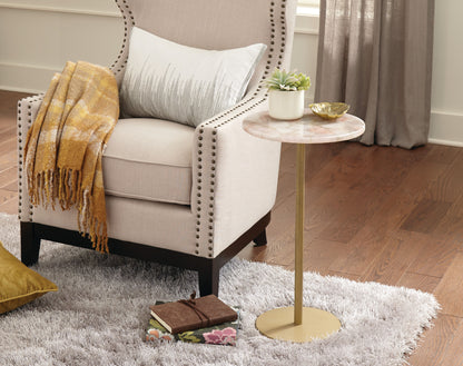 Rosie - Rose Quartz Top Chairside Table - Beige