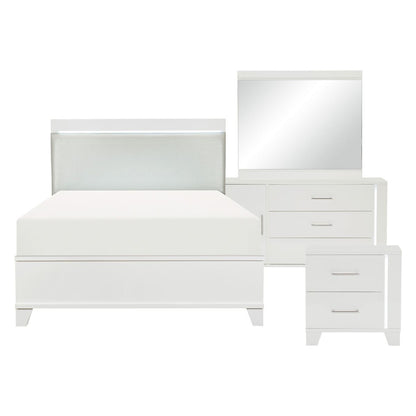 Kerren - 4 Piece Set (Queen Bed, Nightstand, Dresser, Mirror) - White