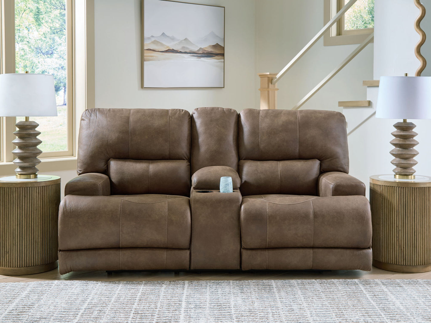 Time-Piece - Power Reclining Loveseat With Console / Adjustable Headrest - Earth