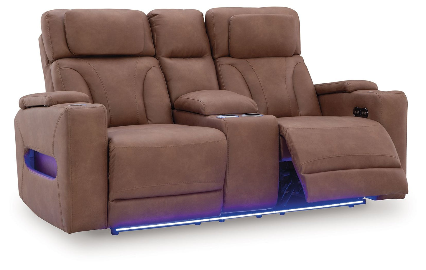 Point Clear - Power Reclining Loveseat With Console / Adj Headrest - Caramel