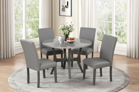 Tribecca - 5 Piece  Round Dining Set - Espresso / Gray