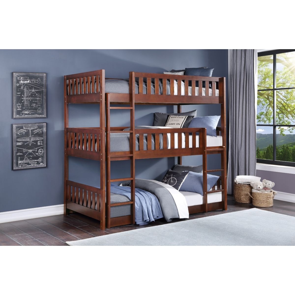 Rowe - Triple Bunk Bed - Cherry