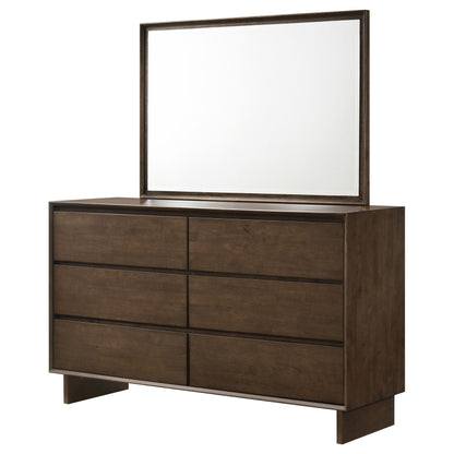 Glenwood - 6-Drawer Dresser And Mirror - Warm Brown