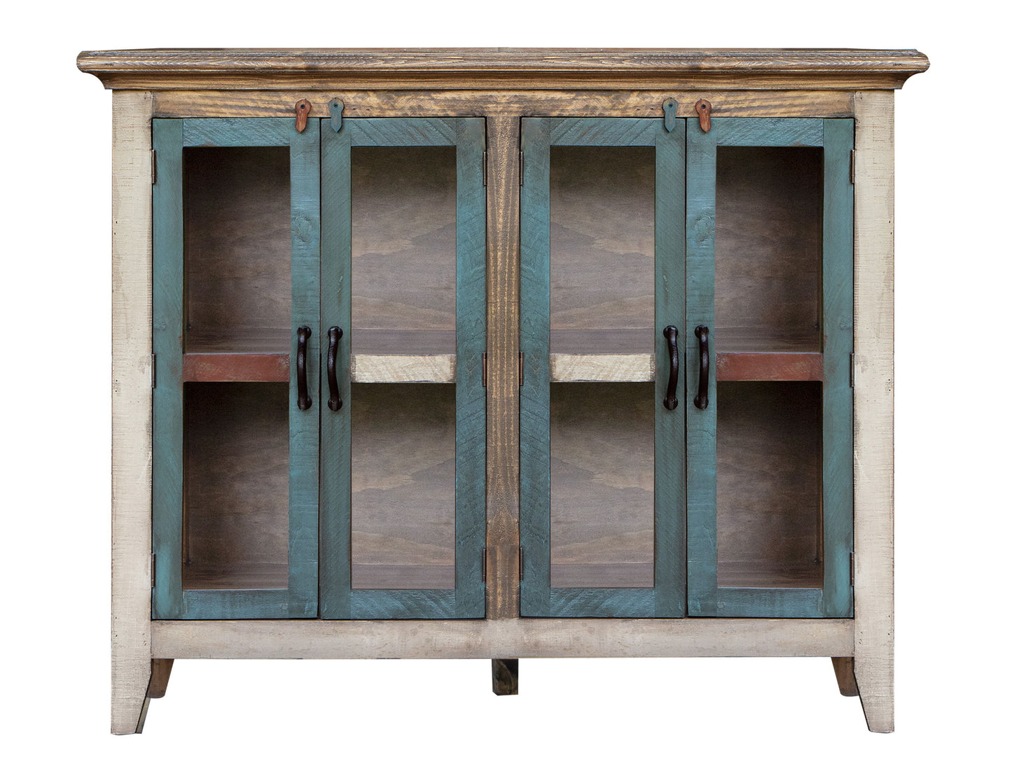 Antique - Console With 4 Glass Doors - Multicolor