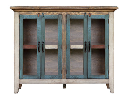 Antique - Console With 4 Glass Doors - Multicolor