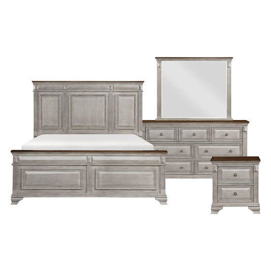 Marquette - 4 Piece Set (Queen Bed, Nightstand, Dresser, Mirror) - Gray