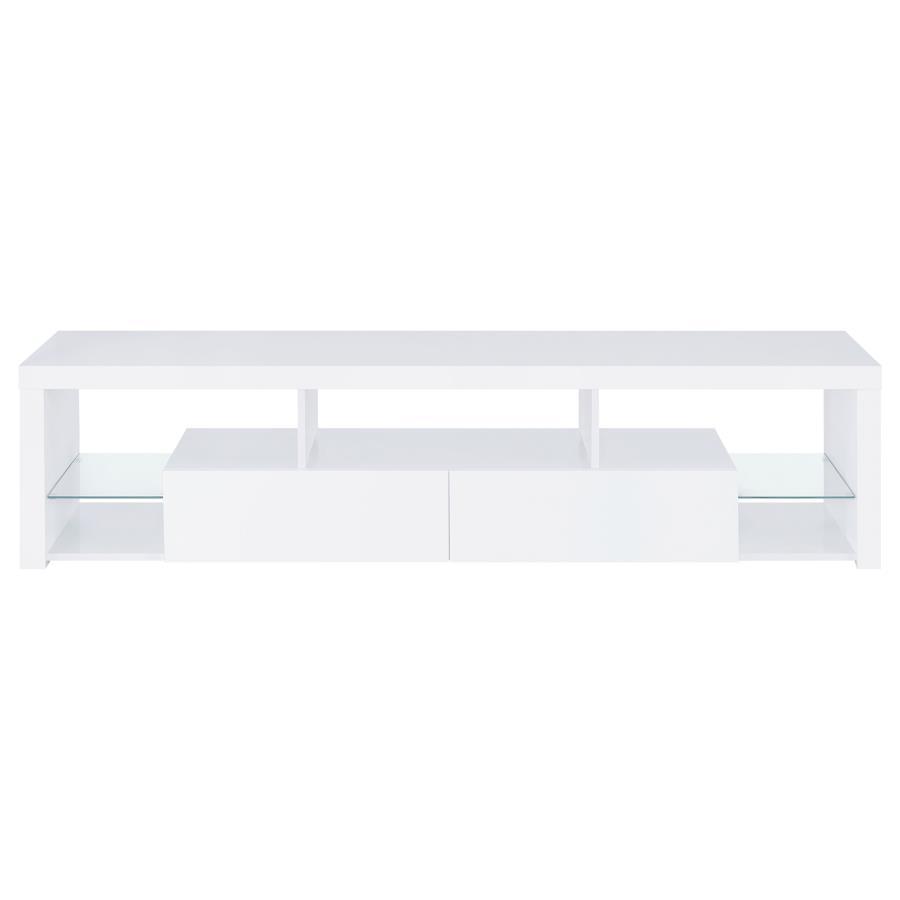 Jude - 2-Drawer 71" TV Stand With Shelving - White High Gloss