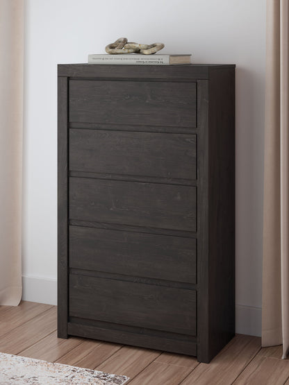 Parlayon - Five Drawer Chest - Charcoal