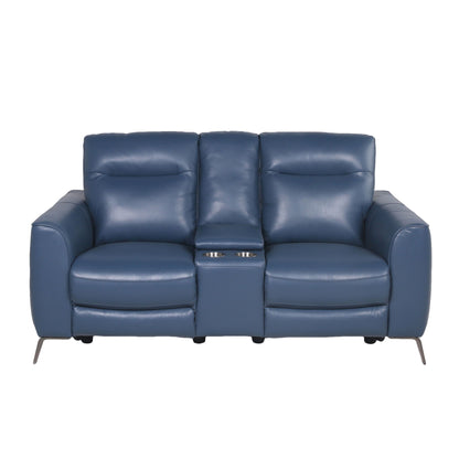 Sansa - Dual Power Reclining Loveseat With Console - Blue