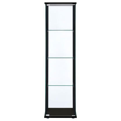 Cyclamen - 4-Shelf Glass Curio Cabinet - Black And Clear