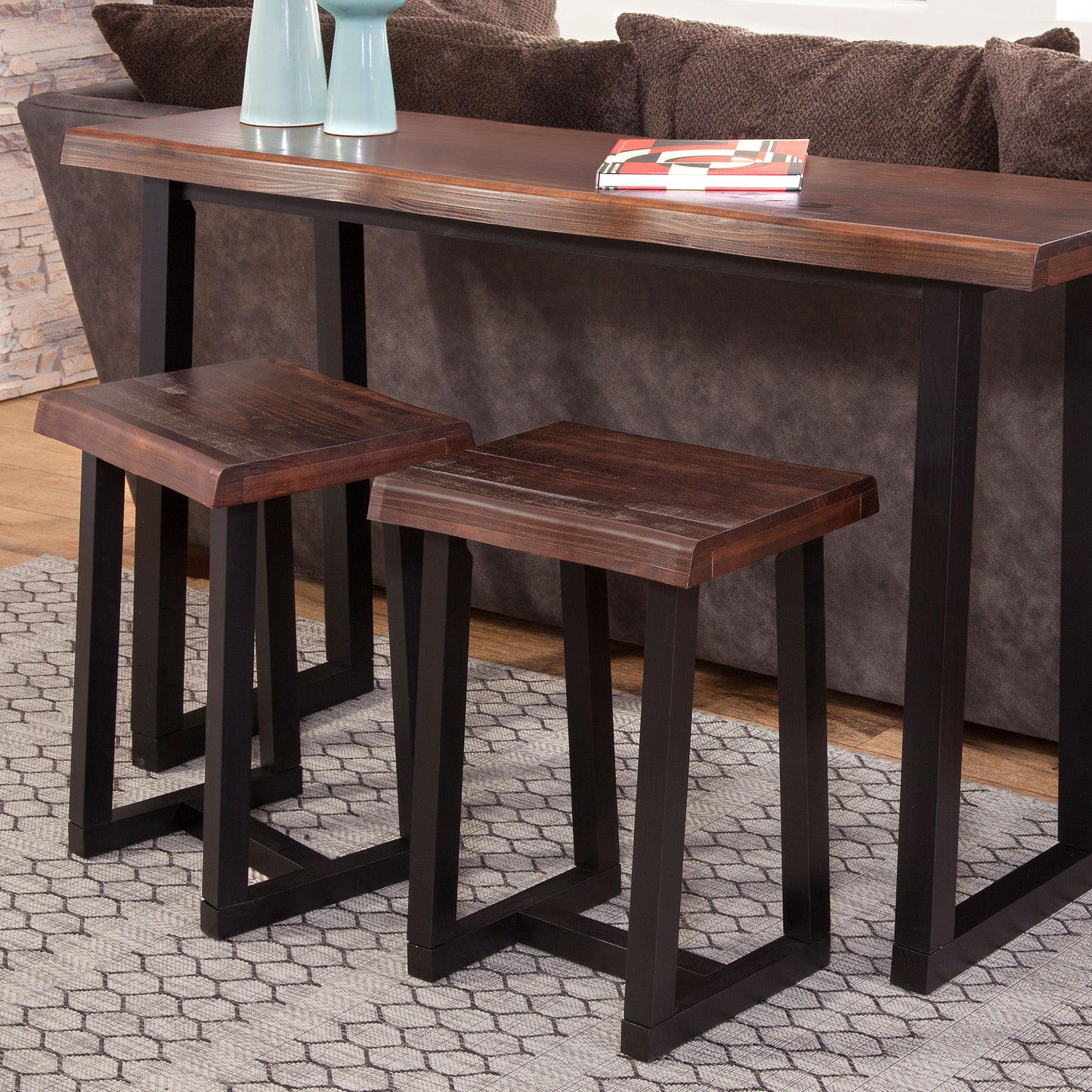 Jennings - Live Edge Stool (Set of 2) - Brown