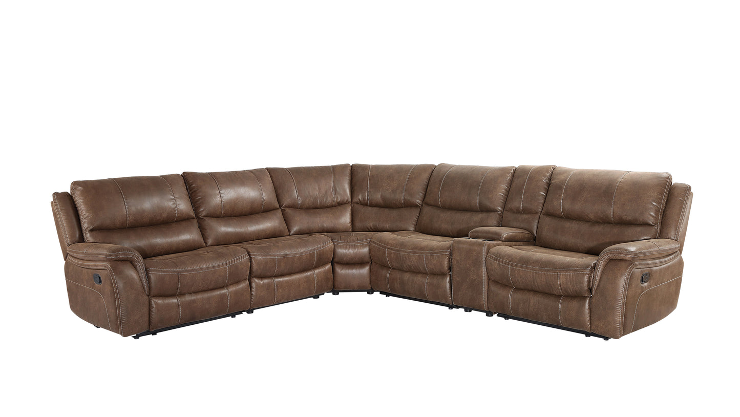 Lehi - 6 Piece Manual Reclining Sectional - Dark Brown