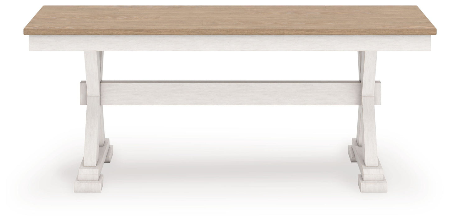 Westlinport - Large Dining Room Bench - Antique White / Natural