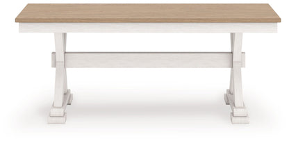 Westlinport - Large Dining Room Bench - Antique White / Natural