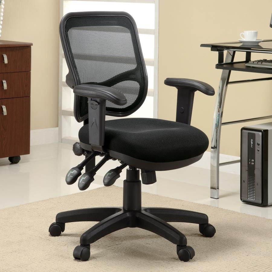 Rollo - Upholstered Adjustable Ergonomic Office Chair - Black