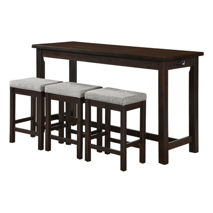 Connected - 4 Piece Pack Counter Height Set - Gray / Espresso