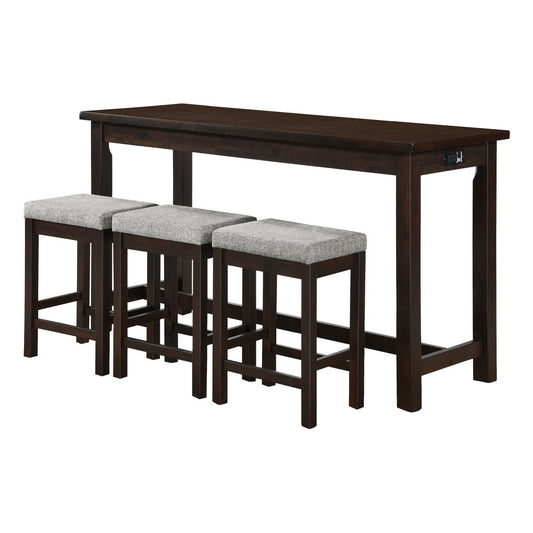 Connected - 4 Piece Pack Counter Height Set - Gray / Espresso