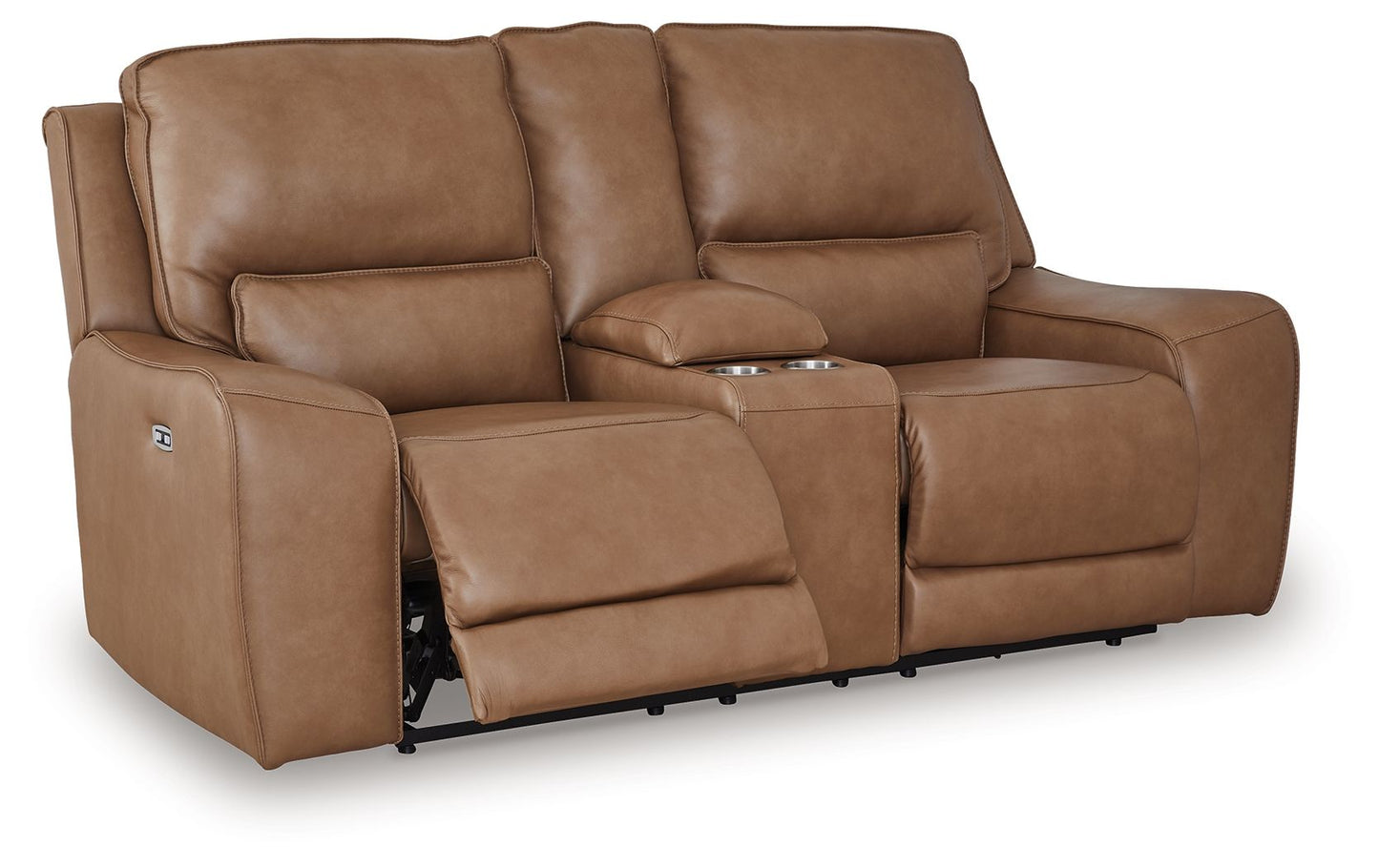 Silverbrooke - Power Reclining Loveseat / Console / Adjustable Headrest - Caramel