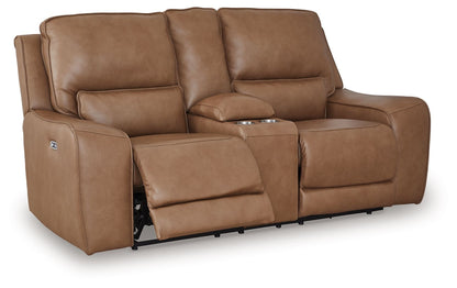 Silverbrooke - Power Reclining Loveseat / Console / Adjustable Headrest - Caramel