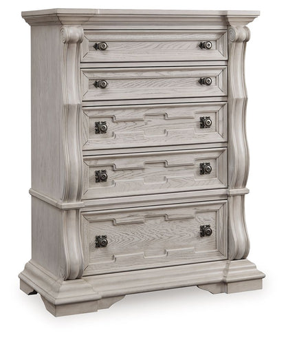 Andonhall - Five Drawer Chest - Antique White