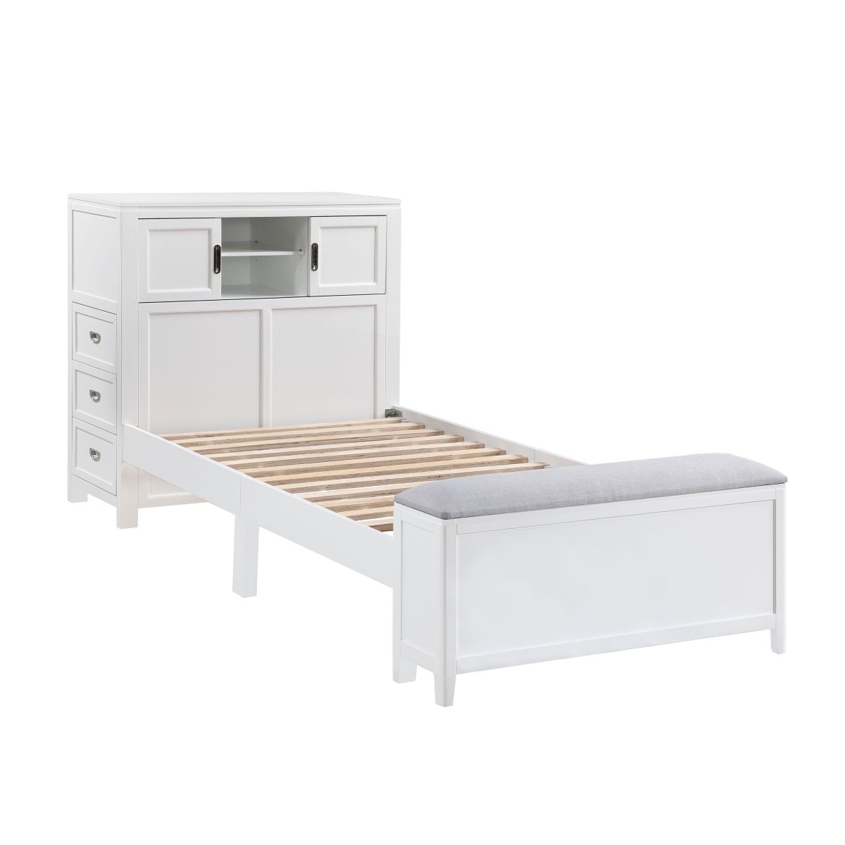 Sloane - Bookcase Bed With Hidden Desk, Stool And Storage Bench