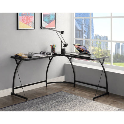 Janison - Desk - Black Glass & Black