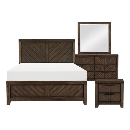 Parnell - 4 Piece Set (Queen Bed, Nightstand, Dresser, Mirror) - Cherry