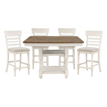 Alburgh - 5 Piece Dining Room Set (Table & 4 Side Chairs) - Brown / White