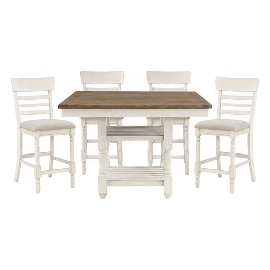 Alburgh - 5 Piece Dining Room Set (Table & 4 Side Chairs) - Brown / White