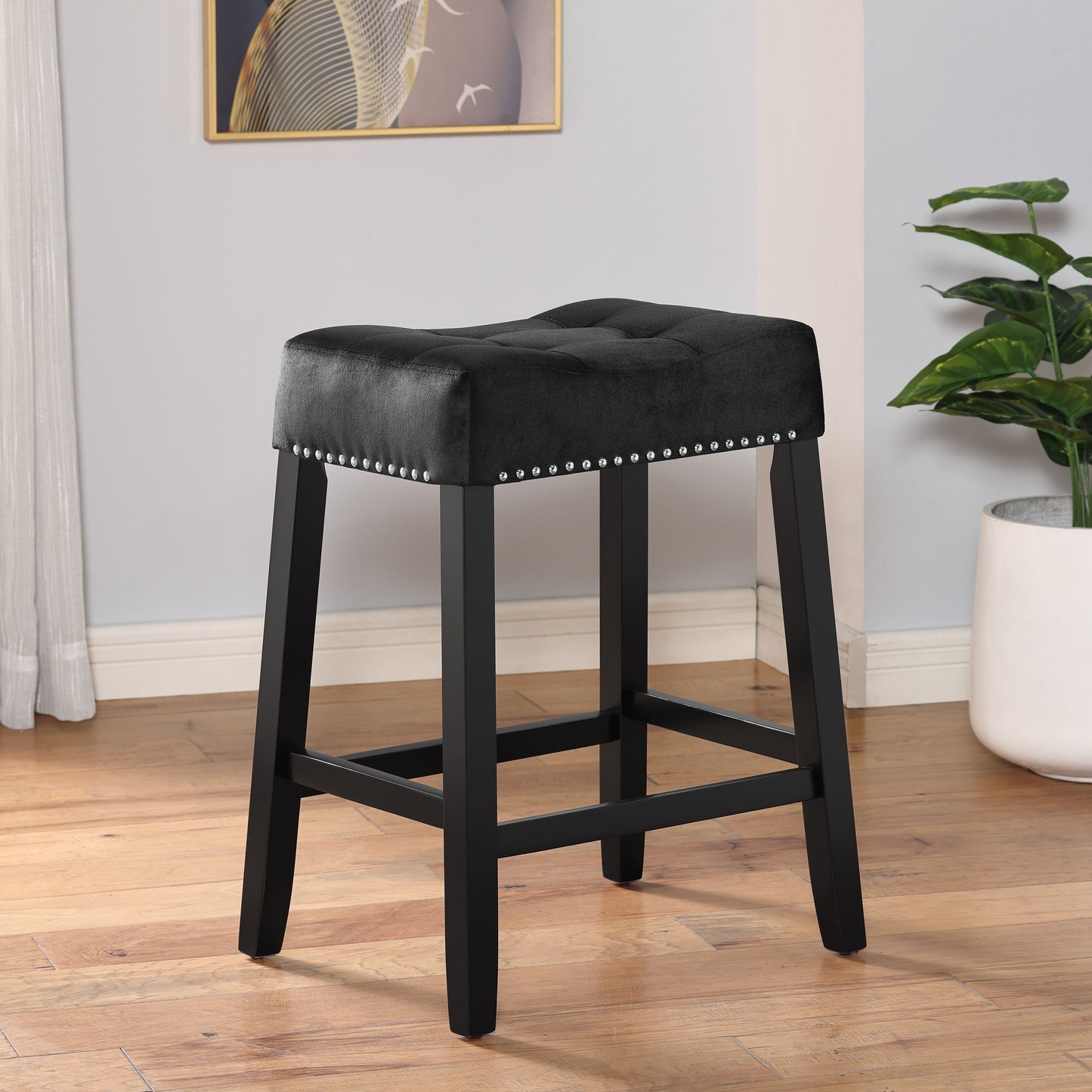 Lennon - Saddle Counter Bar Stool (Set of 2) - Black