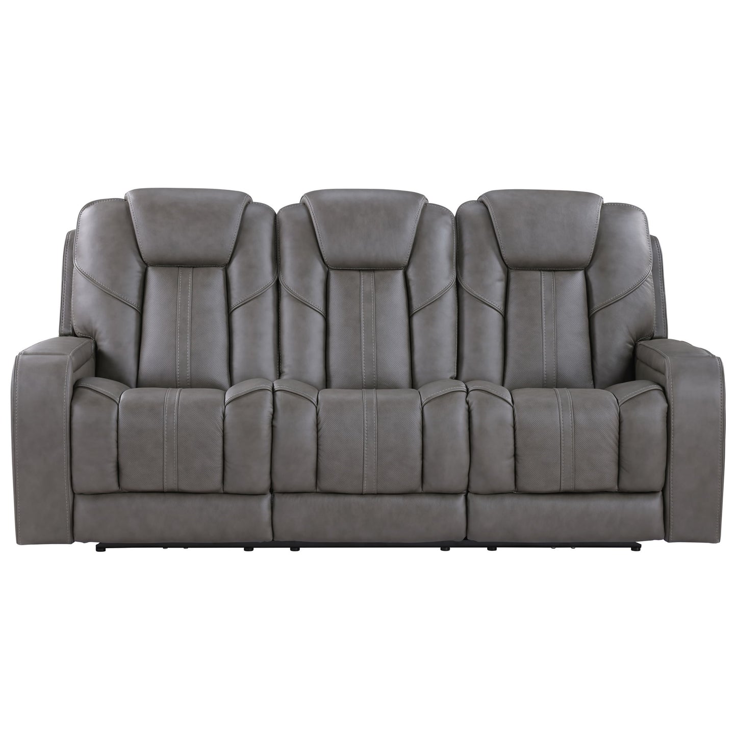 Daniel - Triple Power Leather Theater Sofa - Gray