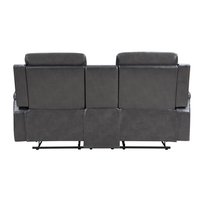 Broomfield - Double Reclining Loveseat With Center Console - Dark Gray