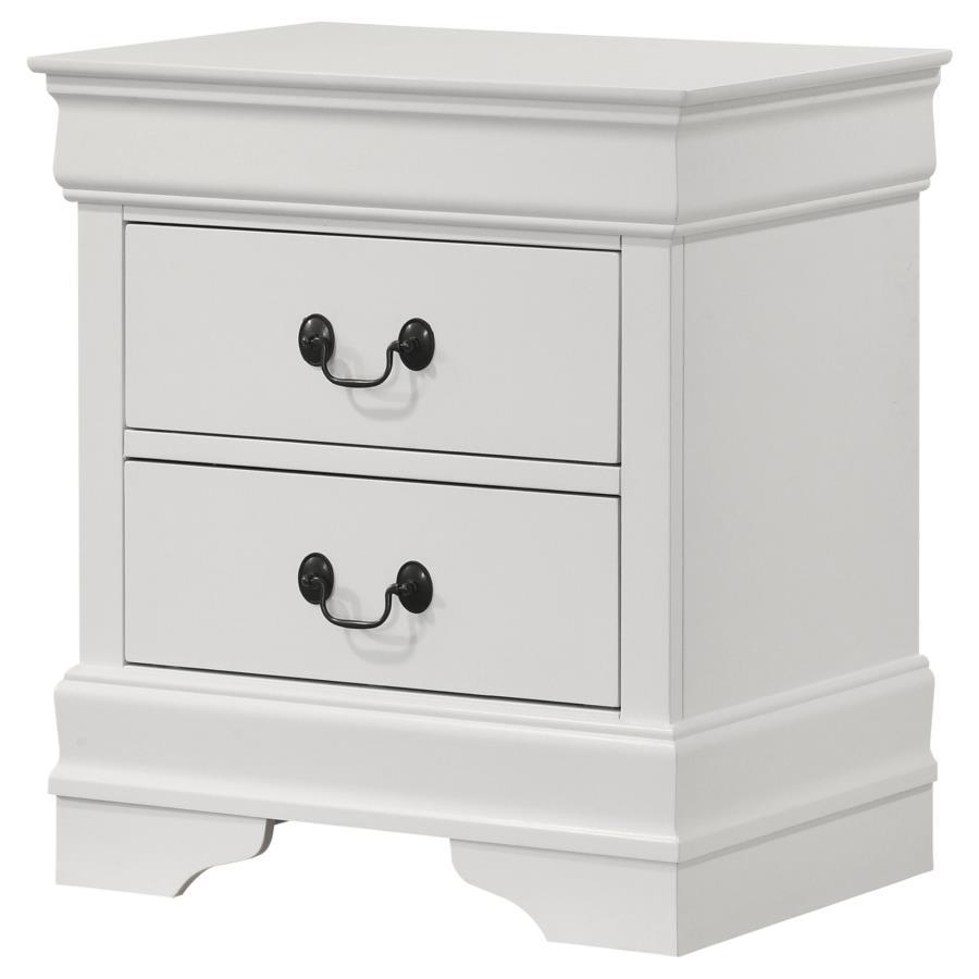 Louis Philippe - 2 Drawers Nightstand Bedside Table - White